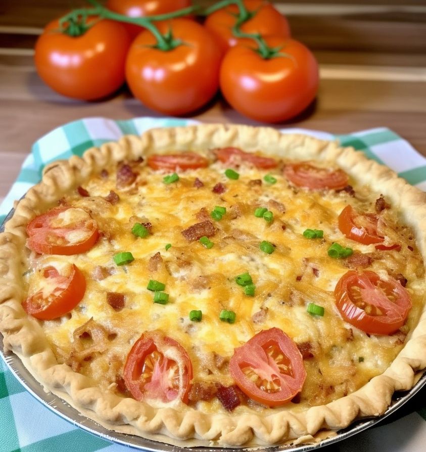 BACON ONION TOMATO PIE