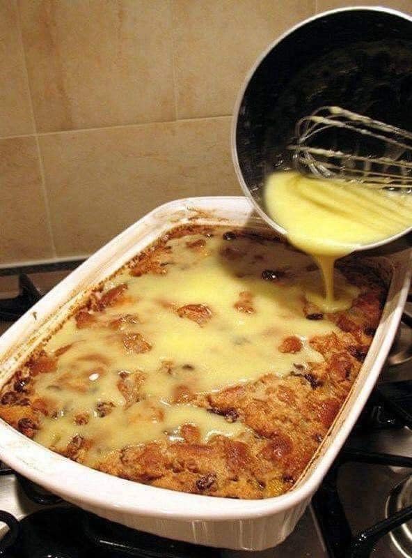 Grandma’s Old-Fashioned Bread Pudding with Vanilla Sauce