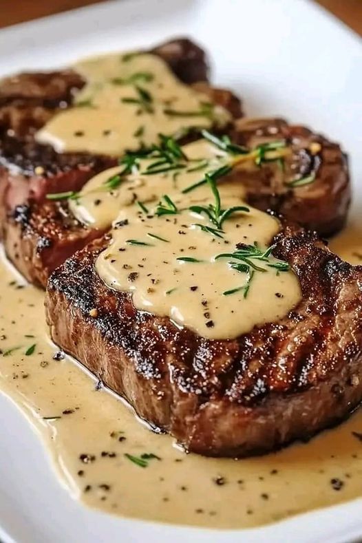 Steak with Garlic Cream Sauce