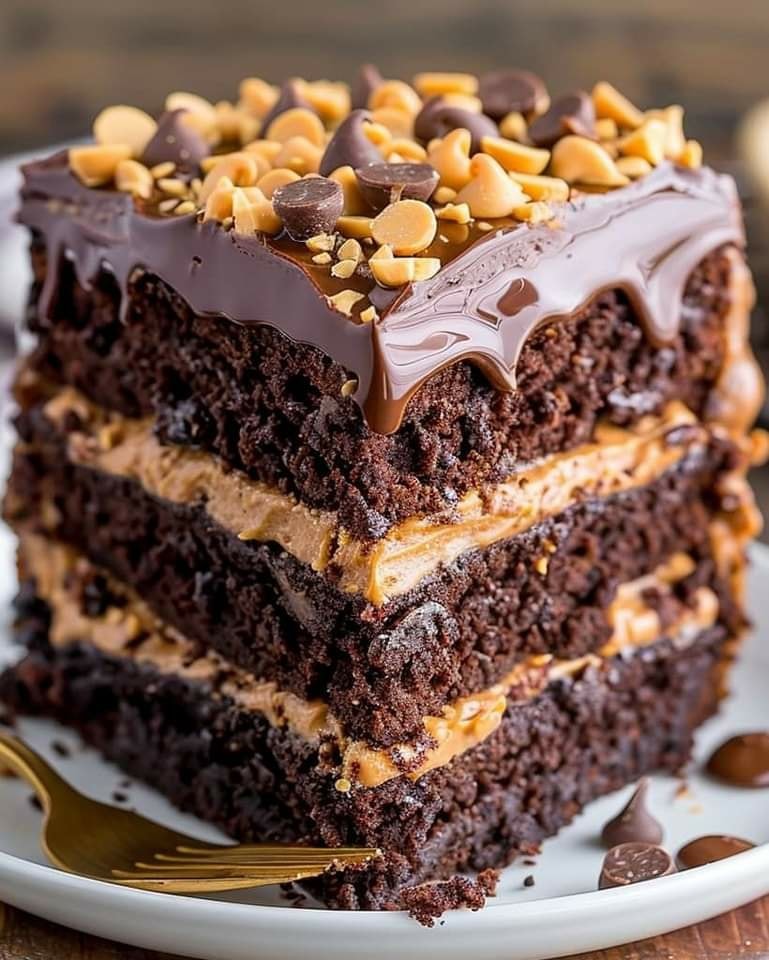 Heavenly Chocolate Peanut Butter Ooey Gooey Cake 