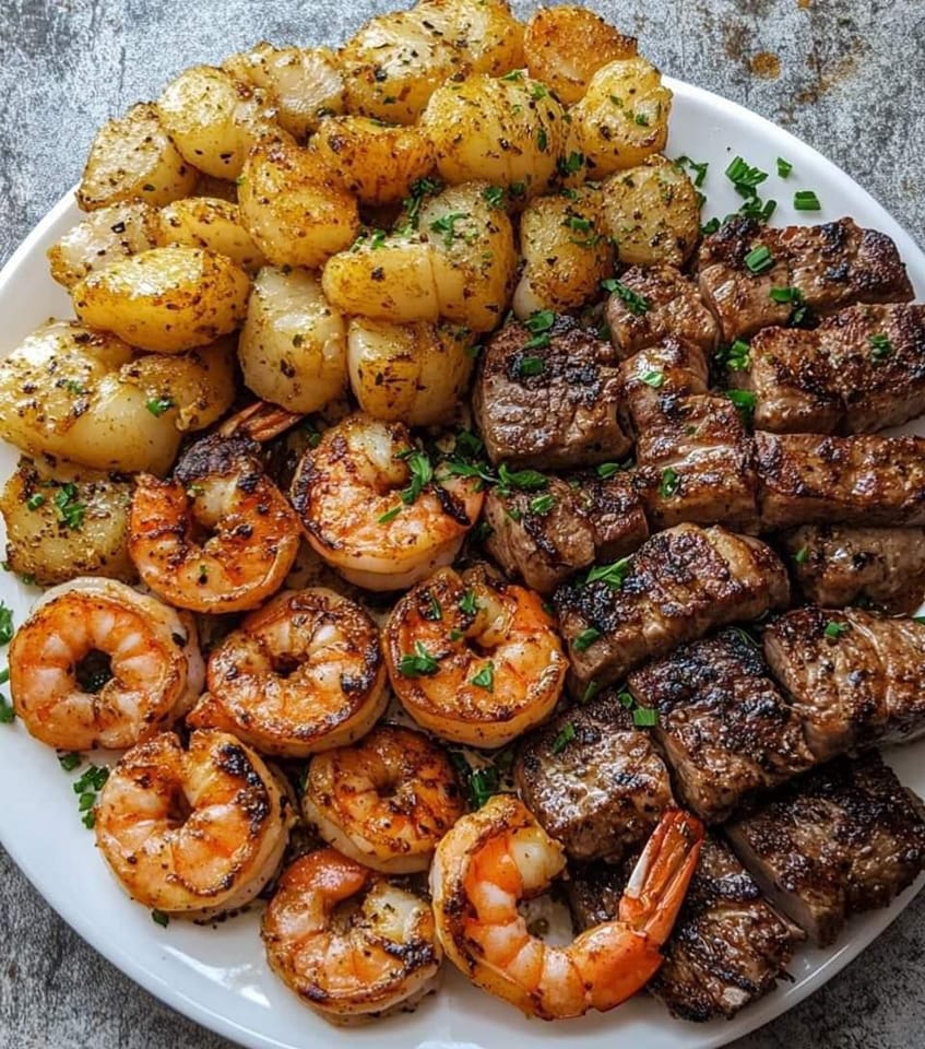 WOULD YOU EAT THIS CAJUN SHRIMP AND STEAK FEAST