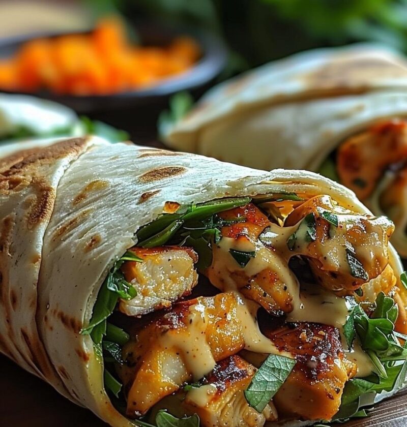 Cheesy Garlic Chicken Wraps