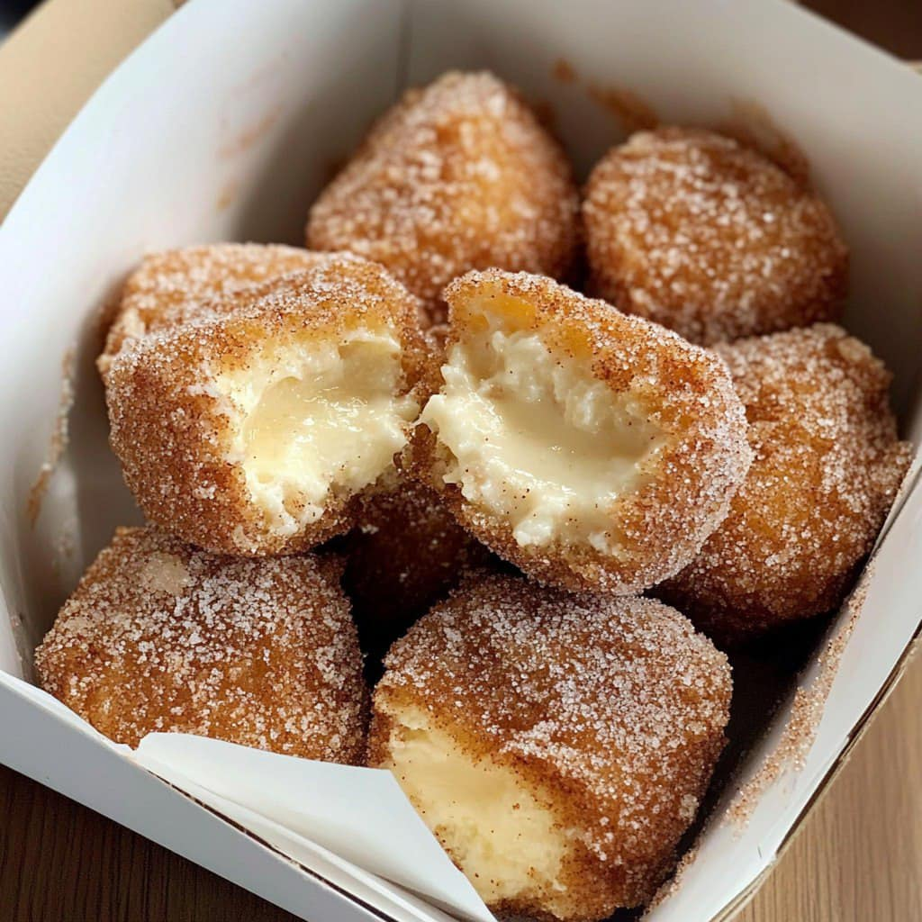 Churro Stuffed Cheesecake Bites