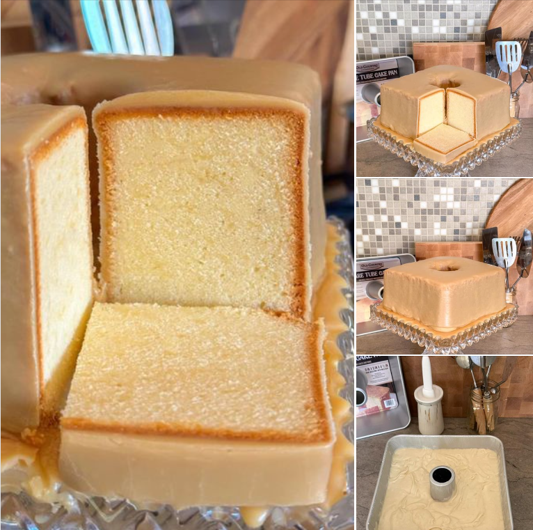 Mile High Ultimate Cream Cheese Pound Cake with Soft Caramel Glaze