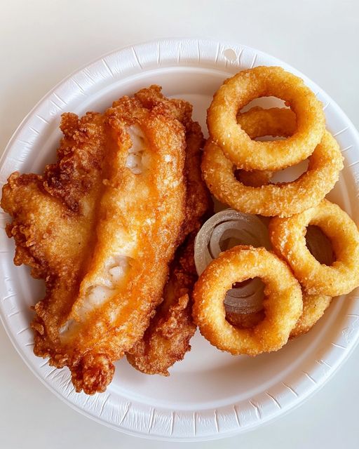 BATTERED COD AND ONION RINGS BASKET