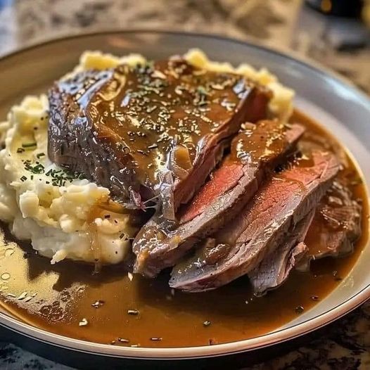 Pot Roast over Mashed Potatoes