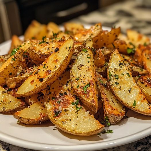 Crispy Parmesan Garlic Potato Wedges