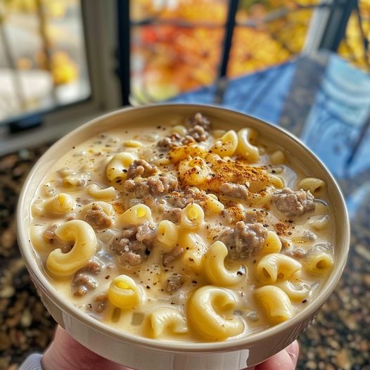 One-Pot Macaroni Cheeseburger Soup