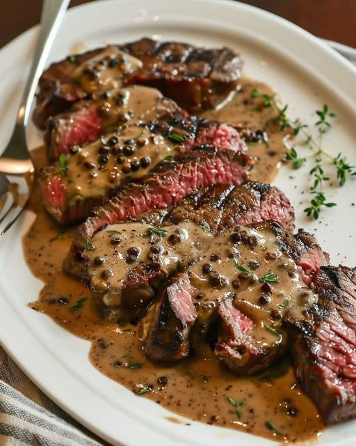 Classic Steak Au Poivre with Creamy Cognac Sauce