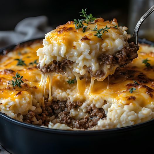 Cheesy Ground Beef and Rice Casserole