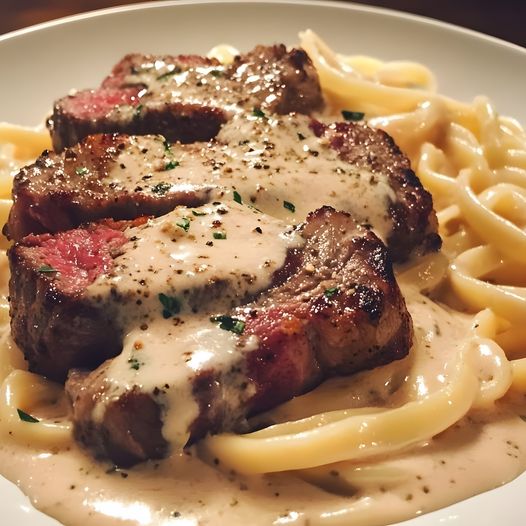 Cajun Shrimp and Steak Alfredo Pasta