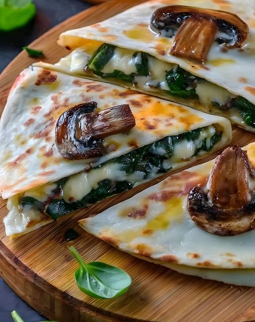 Baked Spinach Mushroom Quesadillas