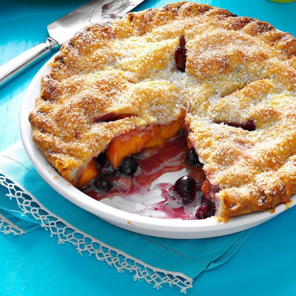 Impossible Peach Blueberry Pie