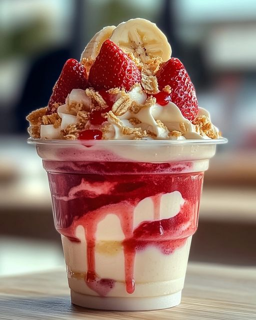 Delight in Every Bite: Strawberry Banana Pudding Cheesecake Cup